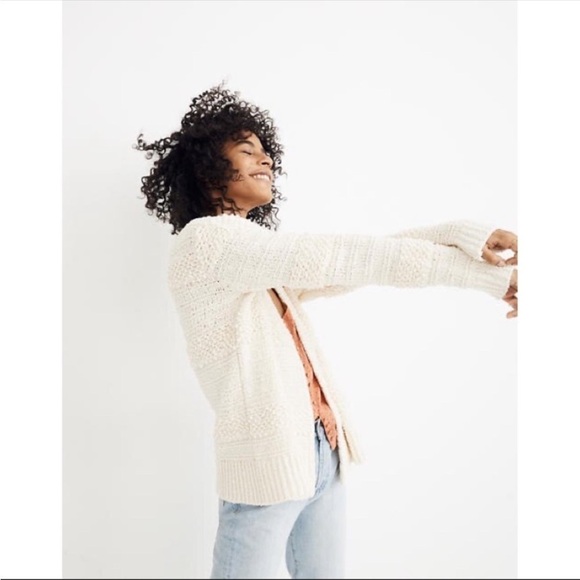 MADEWELL Bronson cardigan cream fuzzy textured size small - Picture 1 of 14